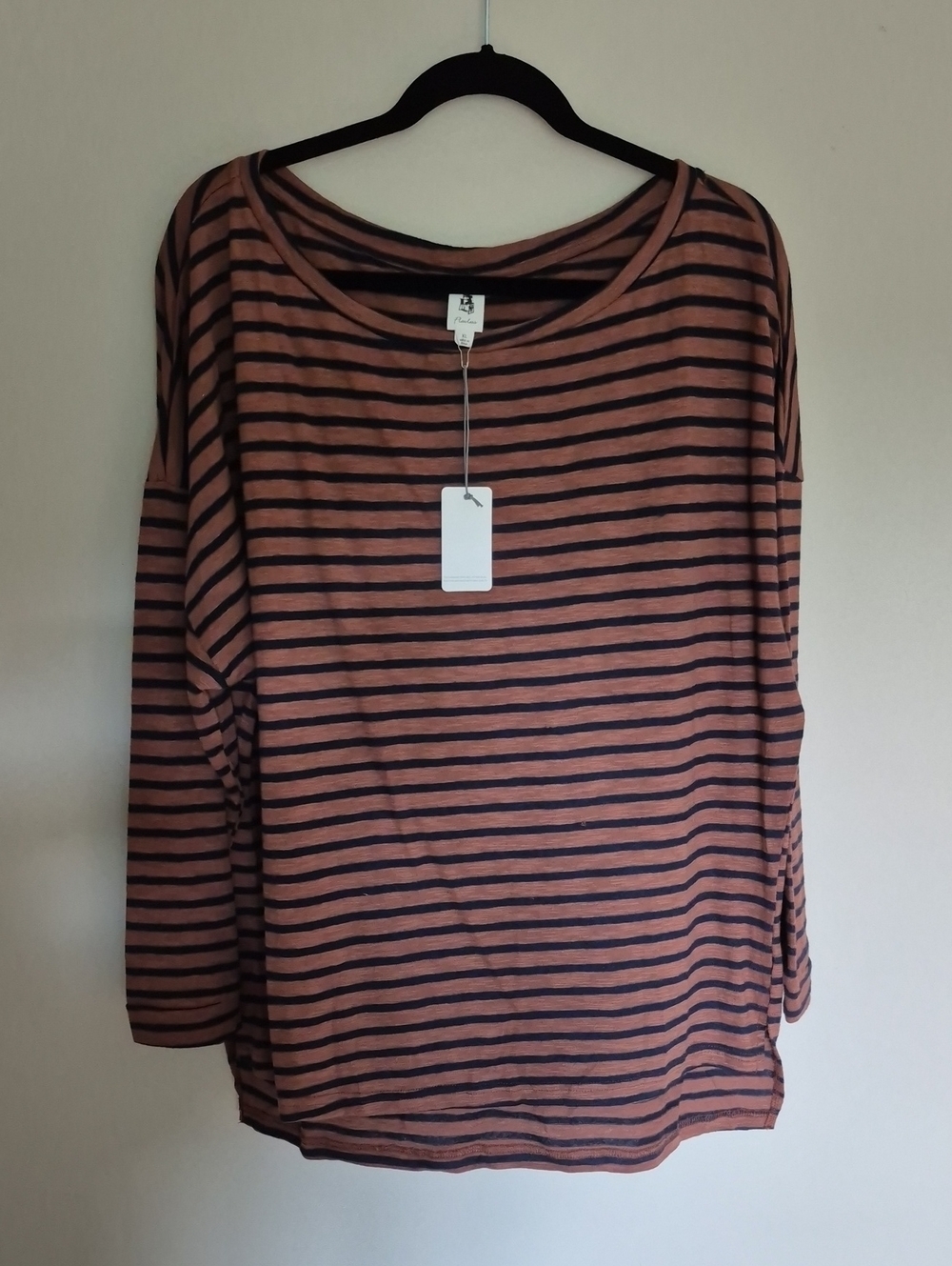 Striped Long Sleeve Relaxed Tee - Rust/Navy